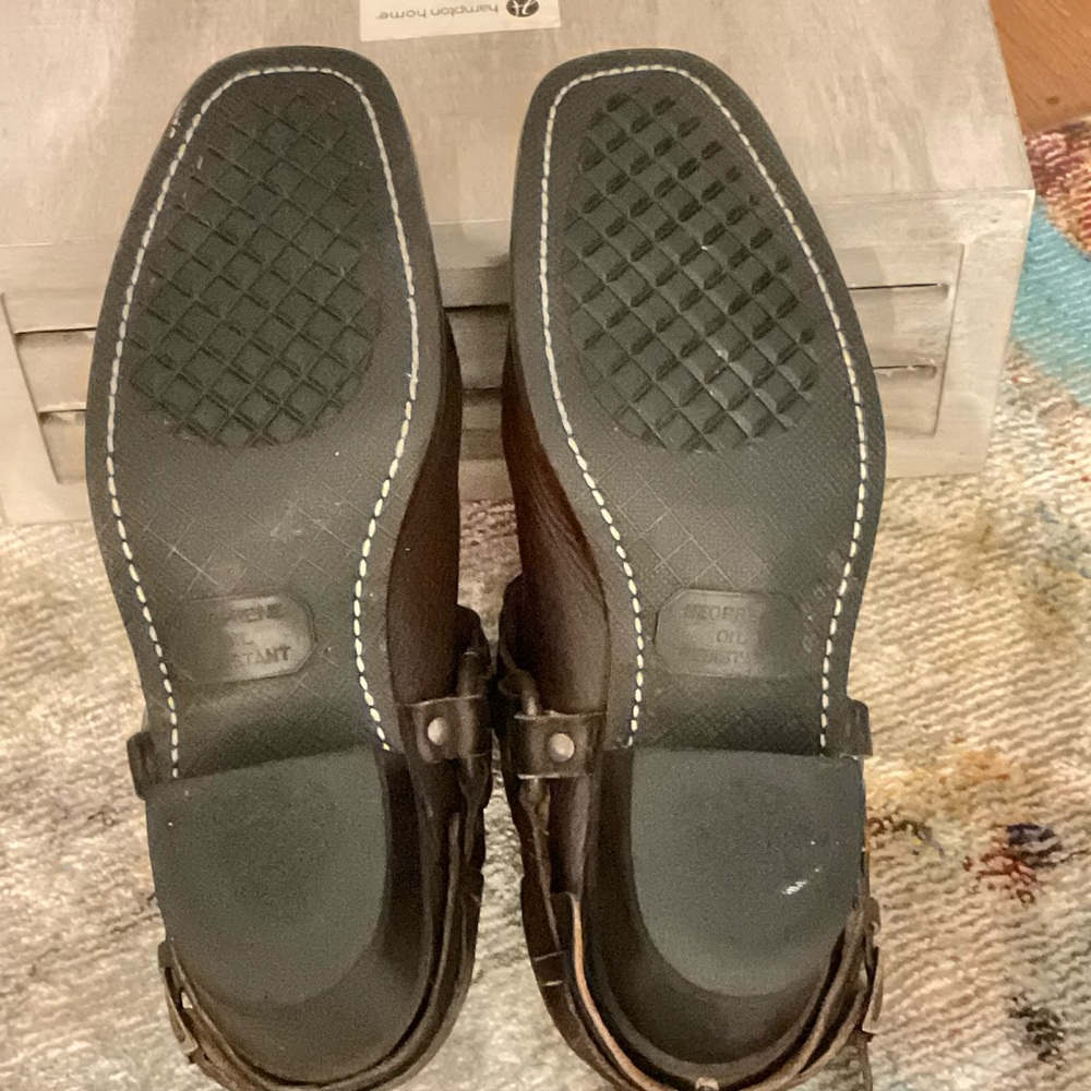 Frye Brown Leather Mules with Buckle Detail - Picture 6 of 16